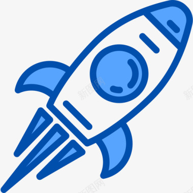 火箭太空和宇宙4蓝色图标图标