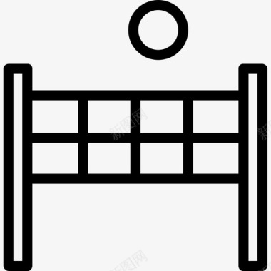 运动人物排球网运动和游戏9直线图标图标