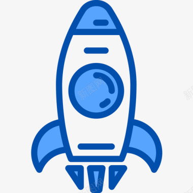 火箭太空和宇宙4蓝色图标图标