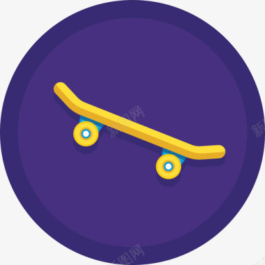 运动会徽滑板运动设备12扁平圆形图标图标