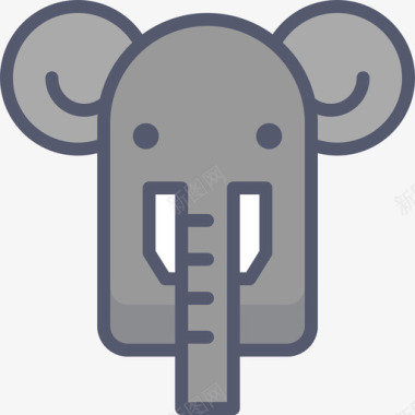 大象大象动物45线性颜色图标图标
