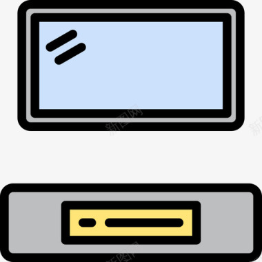 DVD盒Dvd播放机家用电器2台线性彩色图标图标