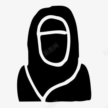 女人头巾穆斯林图标图标