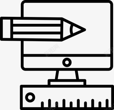 矢量显示器显示器笔铅笔图标图标