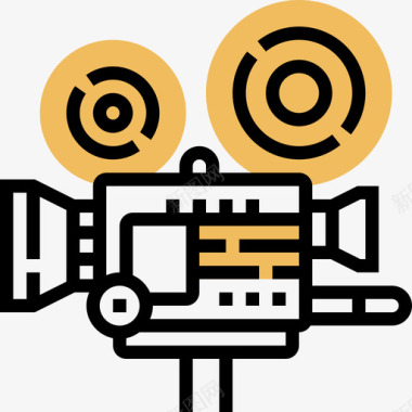 电影摄影机视频制作13黄色阴影图标图标