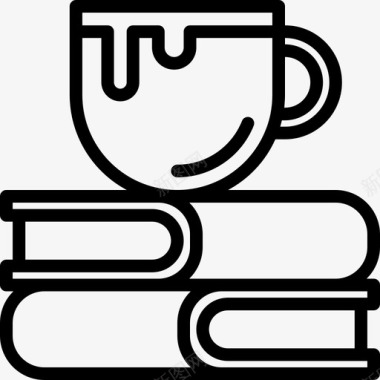 书籍咖啡店74直线图标图标