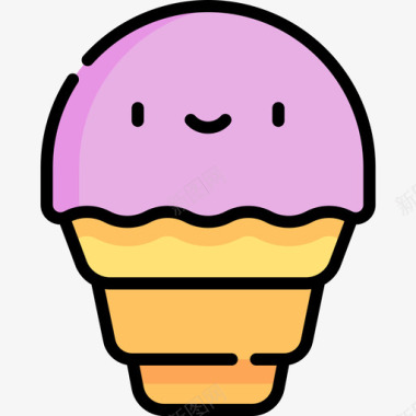 幸福冰淇淋幸福8线性颜色图标图标