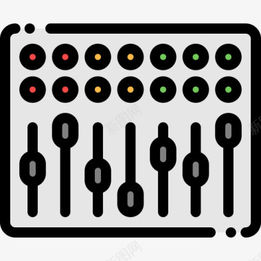 9比16混音器雷鬼9线性颜色图标图标