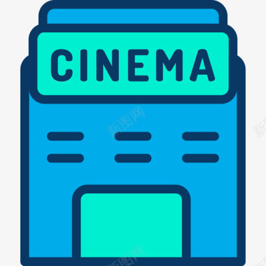 电影标志电影院41电影院线性彩色图标图标