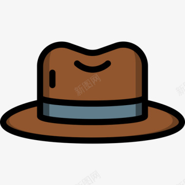 软呢帽帽子5线性颜色图标图标
