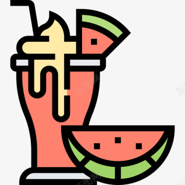 西瓜冰沙健康食品19原色图标图标