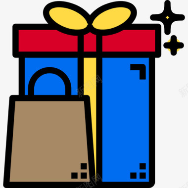 礼品礼品商业14线性颜色图标图标