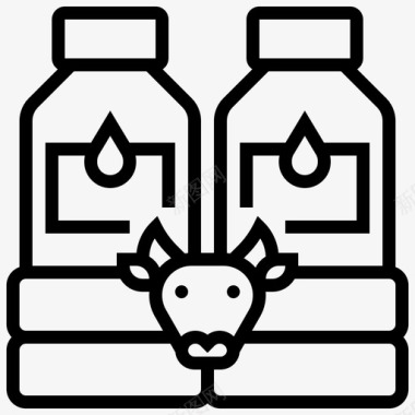 奶牛生产程序牛奶饮料瓶子图标图标