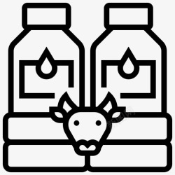奶牛生产程序牛奶饮料瓶子图标高清图片