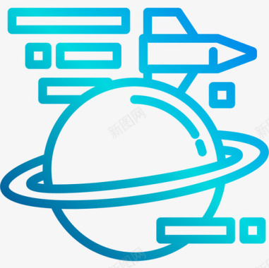 土星太空和宇宙2线性梯度图标图标