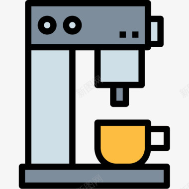 厨房咖啡机厨房工具19线性颜色图标图标