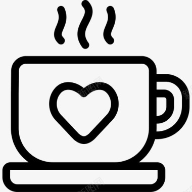 咖啡的爱饮料心图标图标