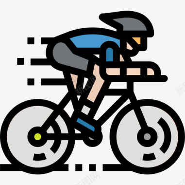 赛车23号自行车线性颜色图标图标