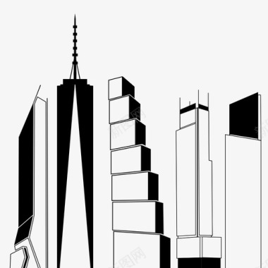 新世界贸易中心重建摩天大楼图标图标