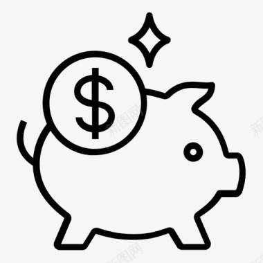 小猪储蓄银行金融线路图标集1图标