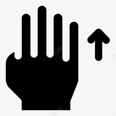 四个手指向上滑动手手势字形图标图标