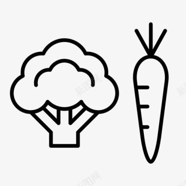 西兰花和胡萝卜吃运动图标图标