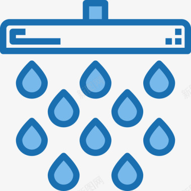 花洒淋浴淋浴浴室27蓝色图标图标