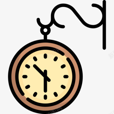 时钟复古装饰16线性颜色图标图标