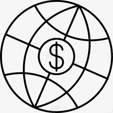 地球美元金钱图标图标