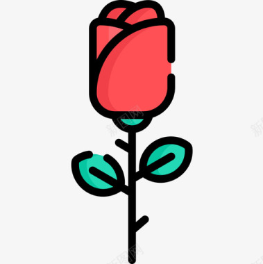 玫瑰女性第六天线性颜色图标图标