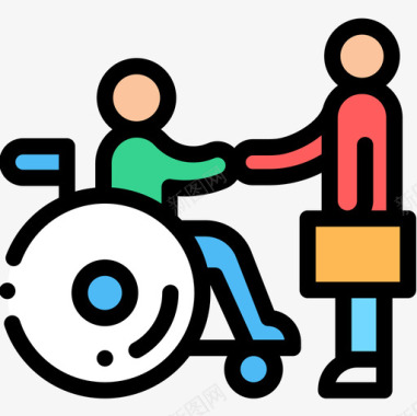 工作残疾人2线性颜色图标图标