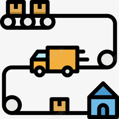 物流长车送货车9月物流5线性颜色图标图标