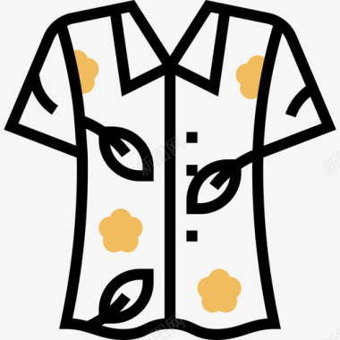 夏威夷衬衫衣服95黄色阴影图标图标