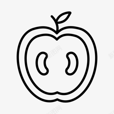 新鲜的半苹果食品新鲜图标图标
