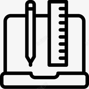笔记本电脑平面师8线性图标图标