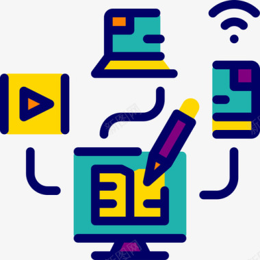 线描边线网络在线教育11线颜色图标图标