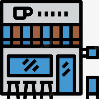 咖啡展板咖啡厅37号楼线性颜色图标图标