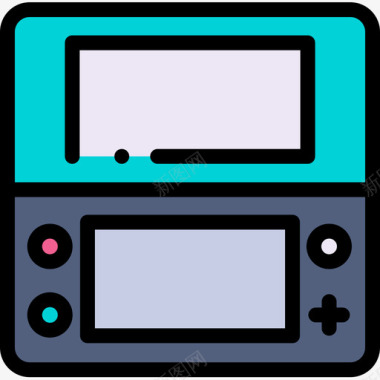 游戏控制器游戏机游戏56线性颜色图标图标