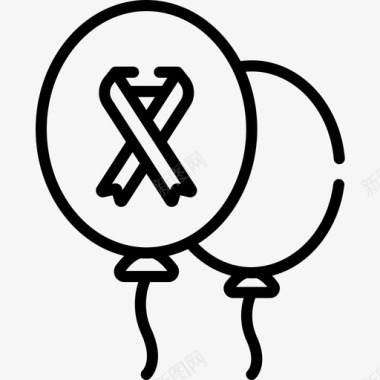 气球世界癌症意识日8直线图标图标