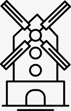 风车荷兰地标风车图标图标