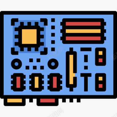 计算机主板计算机33线性颜色图标图标