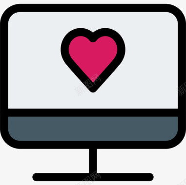 电脑爱情浪漫8线性色彩图标图标