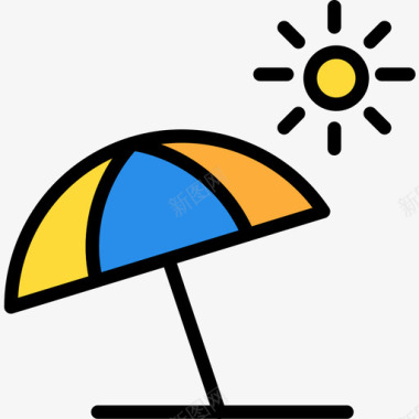 郊游季太阳伞第八季线形颜色图标图标
