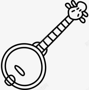 班卓琴乐器18黑色图标图标