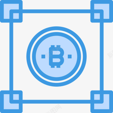区块链加密货币和比特币5蓝色图标图标