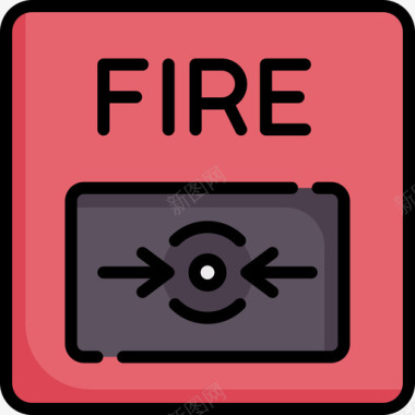 常用消防标识消防按钮紧急服务25线性颜色图标图标