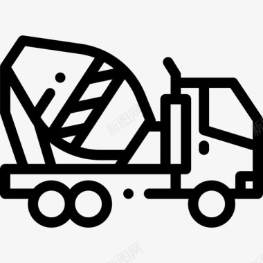 运输水泥搅拌机车辆和运输9直线图标图标