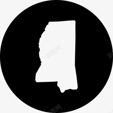 填充圆形密西西比州密西西比州地图美国各州地图圆形填充图标图标
