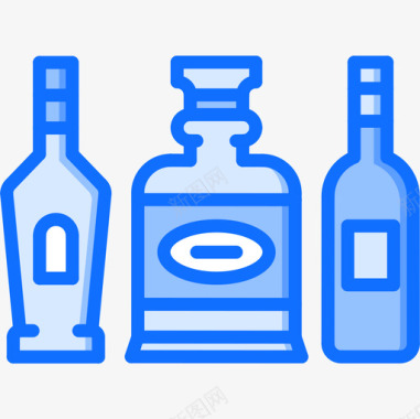 瓶子47号酒吧蓝色图标图标