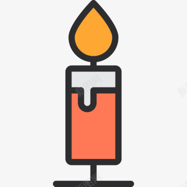 蜡烛蜡烛节日4线颜色图标图标